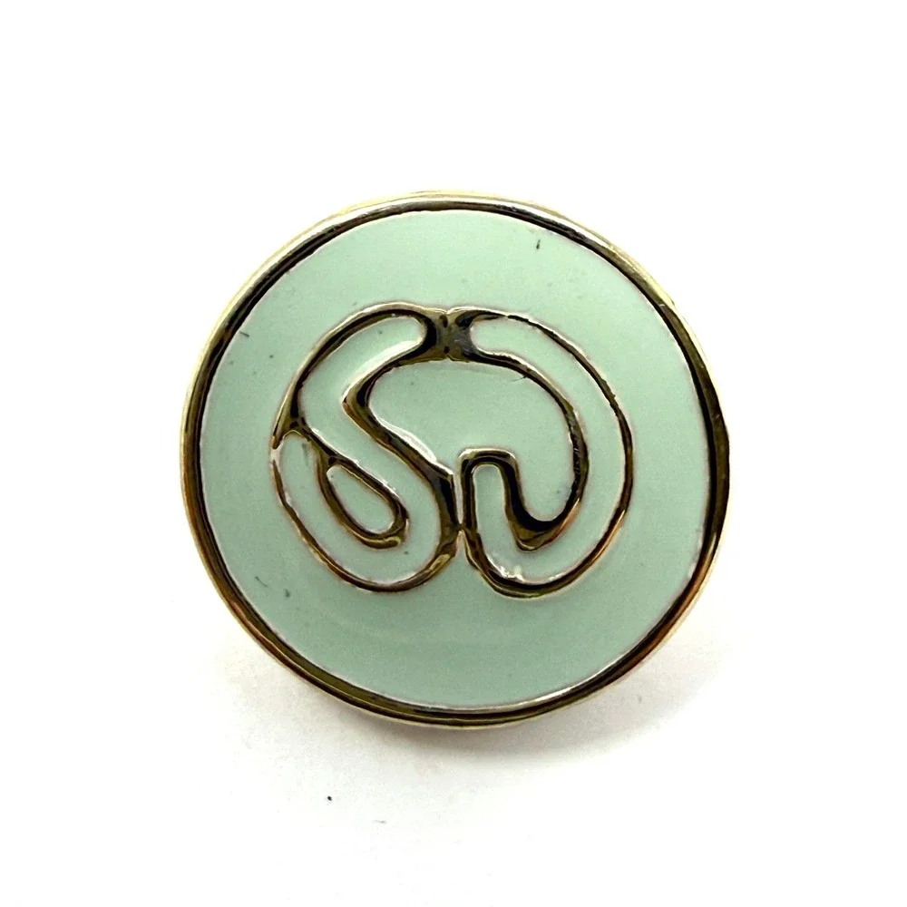 St. John Sport by Marie‎ Gray Mint Green Enamel Logo Buttons Gold Tone Set of 7